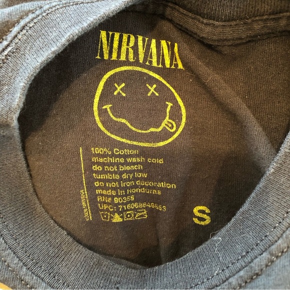 π 6/$60, Nirvana T-shirt, Band Tshirt, Yellow, Black, Small - Picture 2 of 3